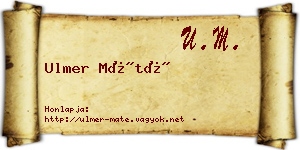 Ulmer Máté névjegykártya